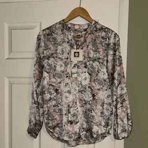 Floral Women's Top - Pink and Gray